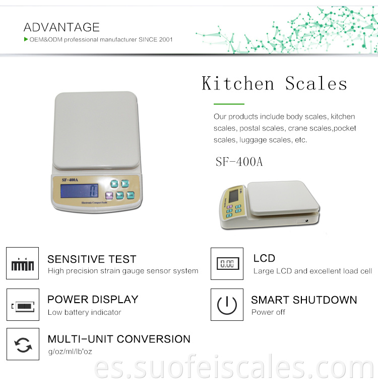 SF-400A Plastic 5 kg Multifunción Digital Digital Kitchen and Food Escala